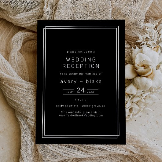 AVERYブラックモダンウェディングレセプション 招待状
