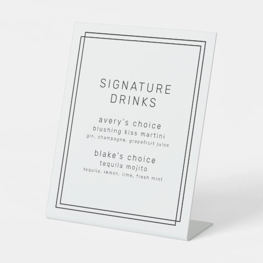 AVERYミニマモダンリストの結婚シグネチャードリンク 台座サイン (正面)