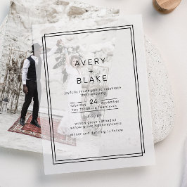 AVERYミニマモダンリストダブルフレー結婚ム ベラム紙招待状