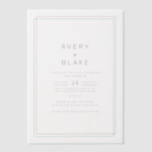 AVERYモダン Coralとティール(緑がかった色)縁ど結婚s ベラム紙招待状 (正面)