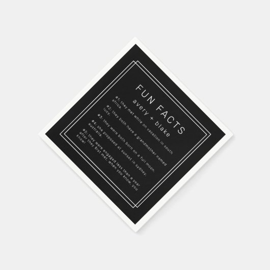 AVERY黒モダンおもしろいファクト結婚ズ スタンダードカクテルナプキン (角)
