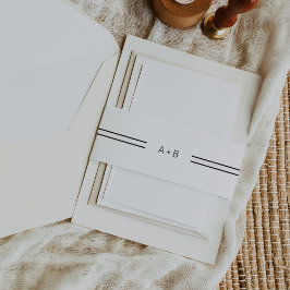 AVERY黒モダン白モノグラム結婚ズ 招待状ベリーバンド