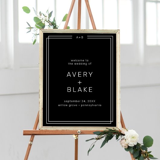 AVERY モダン Blackの結婚Welcome Signテンプレート ポスター
