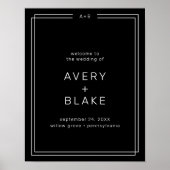 AVERY モダン Blackの結婚Welcome Signテンプレート ポスター (正面)