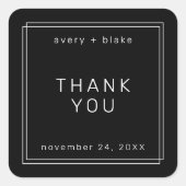 AVERY モダン Black結婚's Thank You Sticker スクエアシール (正面)