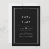 AVERY モダン Black Double Frame QRコード結婚s 招待状 (正面)