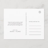 AVERY Black and Whiteモダン's 結婚 Thank You ポストカード (裏面)