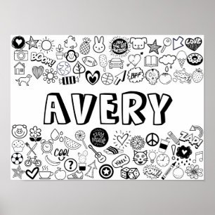 'AVERY' Color-It-Yourselfアウトラインデザイン ポスター