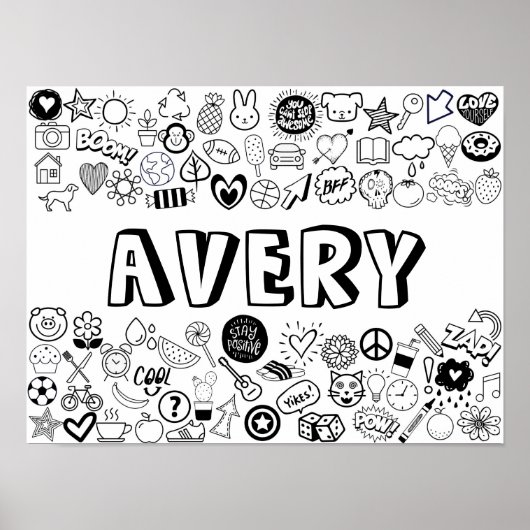 'AVERY' Color-It-Yourselfアウトラインデザイン ポスター (正面)