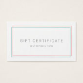 AVERY Coral and Teal Business Gift Certificate (正面)