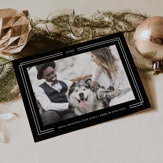 AVERY Dark Black Framed Couples Photo Christmas シーズンカード