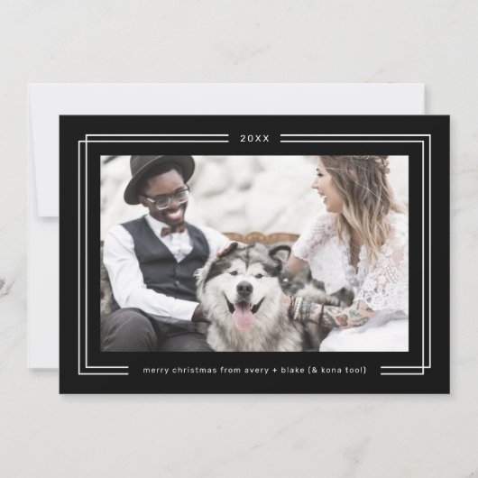 AVERY Dark Black Framed Couples Photo Christmas シーズンカード (正面)