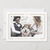 AVERY Gold White Framed Couples Photo Christmas シーズンカード (正面)