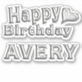 Avery Happy Birthday silver Aufkleber Sticker シール (正面)