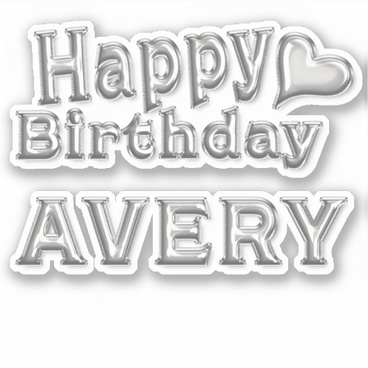 Avery Happy Birthday silver Aufkleber Sticker シール (正面)