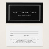 AVERY Modern Black Business Gift Certificate (正面&裏面)