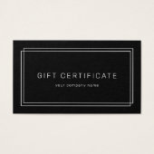 AVERY Modern Black Business Gift Certificate (正面)