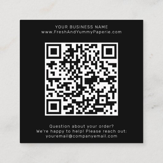 AVERY Modern Dark Black QR Code Leave A Review スクエア名刺 (裏面)