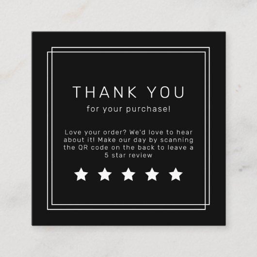 AVERY Modern Dark Black QR Code Leave A Review スクエア名刺 (正面)