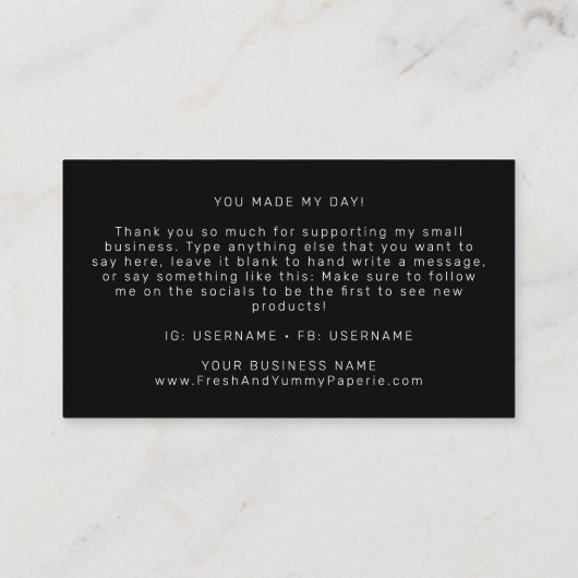 AVERY Modern Dark Double Frame Thank You 名刺 (裏面)