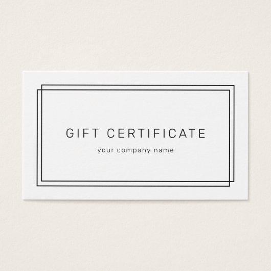 AVERY Modern Minimalist Business Gift Certificate (正面)