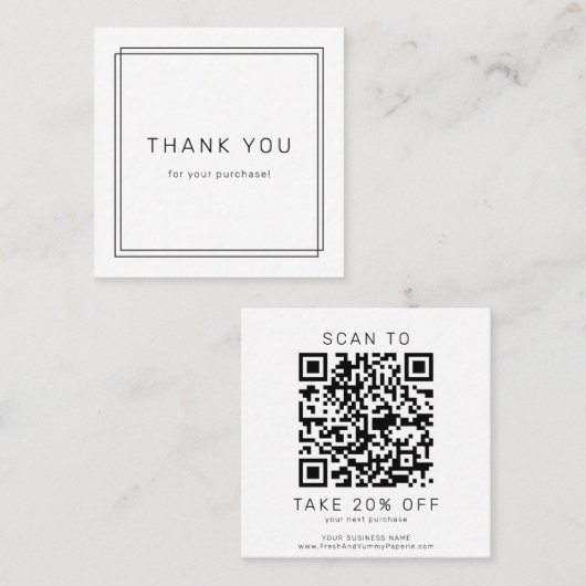 AVERY Modern Minimalist Business QR Code Thank You 割引カード (正面/裏面)