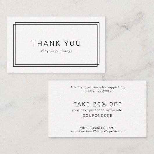 AVERY Modern Minimalist Business Thank You 割引カード (正面/裏面)