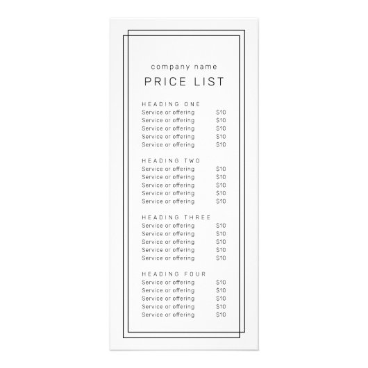 AVERY Modern Minimalist Double Frame Price List ラックカード (正面)
