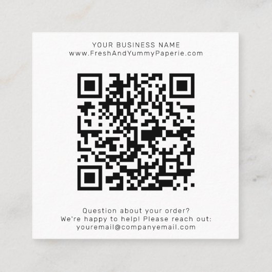 AVERY Modern Minimalist QR Code Leave A Review スクエア名刺 (裏面)