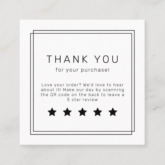 AVERY Modern Minimalist QR Code Leave A Review スクエア名刺 (正面)