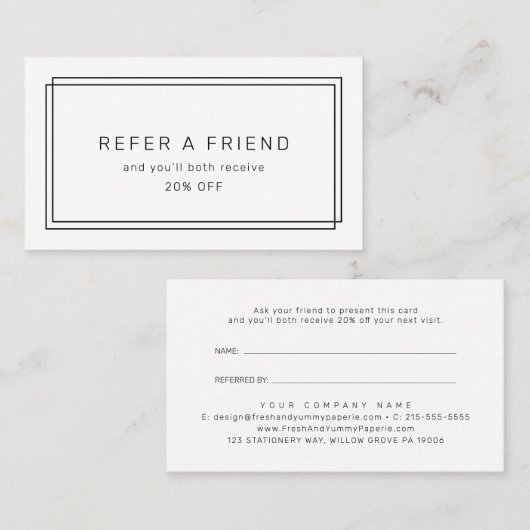 AVERY Modern Minimalist Refer A Friend 紹介カード (正面/裏面)