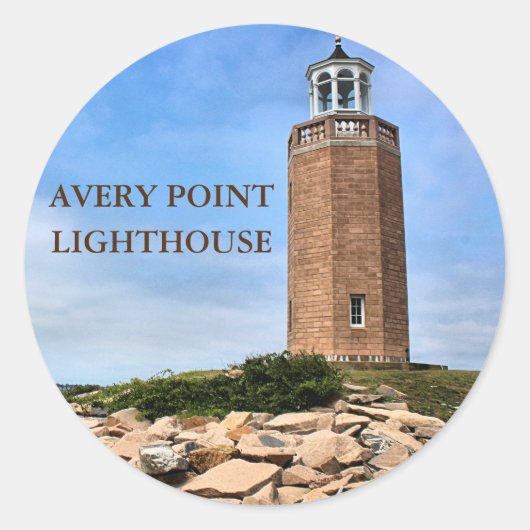 Avery Point Light house, Connecticut Round Sticker ラウンドシール (正面)
