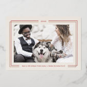 AVERY Rose Gold Foil Red Couples Photo Christmas 箔シーズンカード (正面)