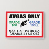 AVGAS / 100LL燃料のみ 缶バッジ (正面)