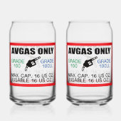 AVGAS / 100LL燃料専用飲み物用品セット ガラス缶 (裏面)
