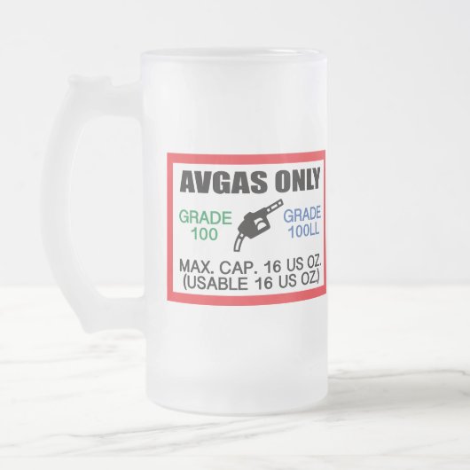 AVGAS / 100LL燃料専用 フロストグラスビールジョッキ (左)