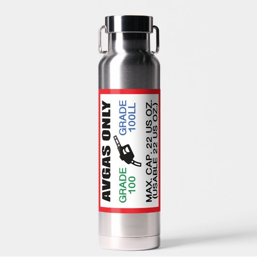 AVGAS / 100LL fuel only ウォーターボトル (正面)