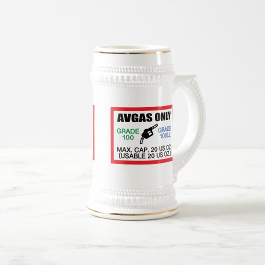 AVGAS / 100LL fuel only ビールジョッキ (正面右)