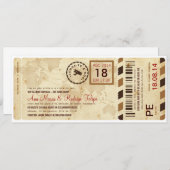 Avião embarque convite de casamentoのbilhet 招待状 (正面/裏面)