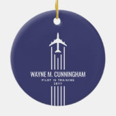 Aviation Airline Pilot Flight School Graduation セラミックオーナメント (裏面)