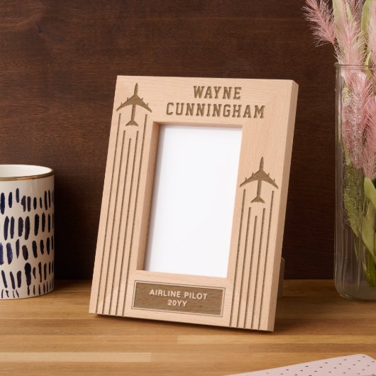 Aviation Airline Pilot Flight School Graduation  レーザー彫刻フレーム (左)