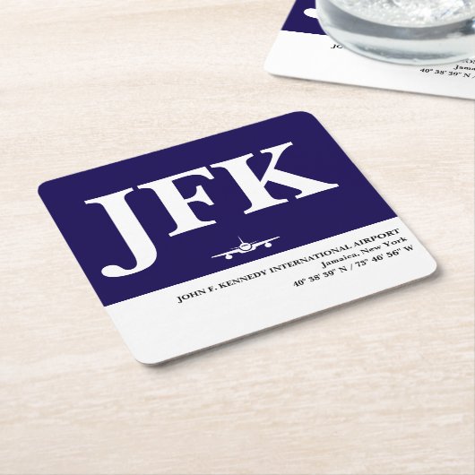 Aviation Airport Code Airplane Blue White Pilot スクエアペーパーコースター (アングル)