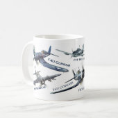 Aviation Art Mug " American warplane of WWII" コーヒーマグカップ (正面左)