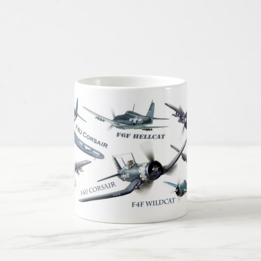 Aviation Art Mug " American warplane of WWII" コーヒーマグカップ (中央)