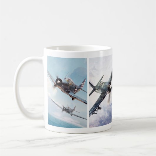 Aviation Art Mug "Fighter of World War II" コーヒーマグカップ (左)