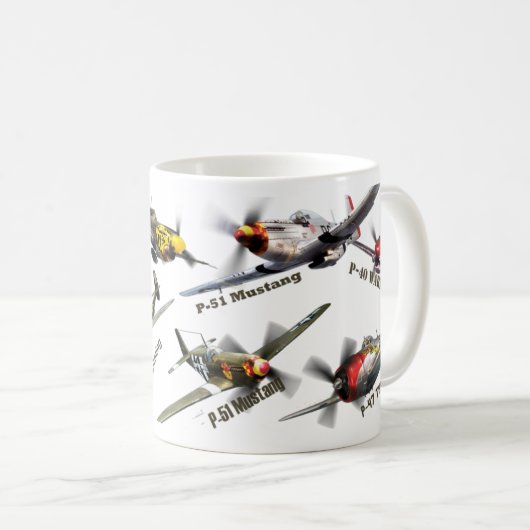 Aviation Art mug "U.S.ARMY warplane of WWII" コーヒーマグカップ (正面右)