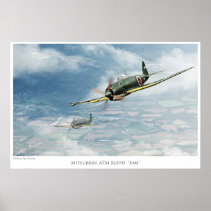 Aviation Art Poster 「三菱A7M Reppu「Sam」」 ポスター