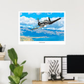 Aviation Art Poster "F4U Corsair" ポスター (ホームオフィス)