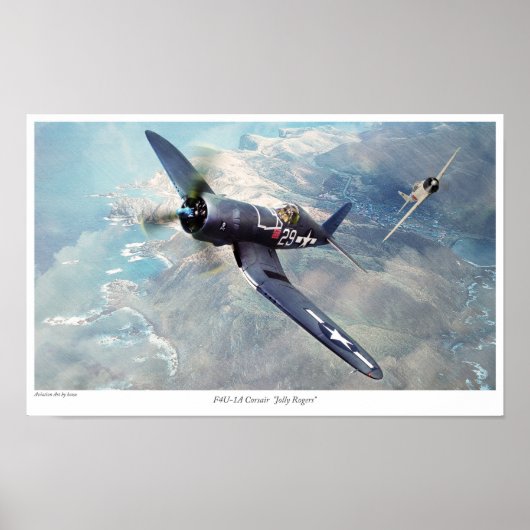 Aviation Art Poster "F4U Corsair " ポスター (正面)