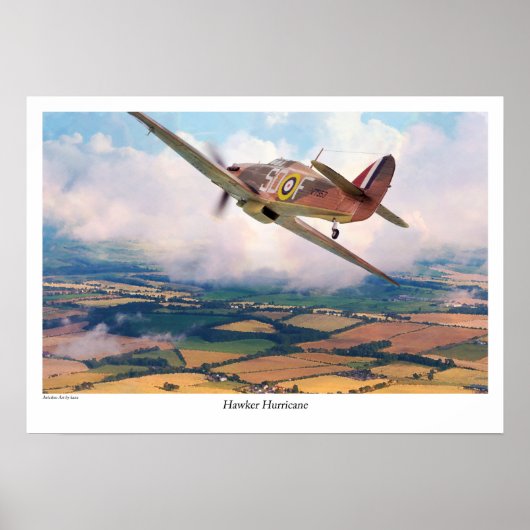 Aviation Art Poster "Hawker Hurricane" ポスター (正面)